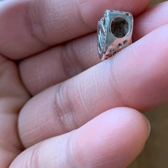 Retired Pandora Interlocked Hearts Silver Charm with Clear Cubic Zirconia EUC - Picture 7 of 9